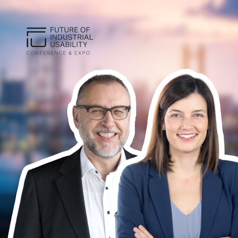 Franz Koller und Carina Völpel auf dem Future of Industrial Usability Event