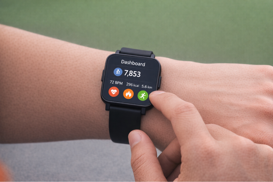 UID_Insight_Smartwatch_Dashboard Person bedient eine Smartwatch